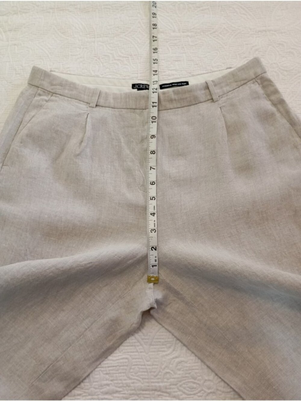J.Crew Essential Wide Leg Linen Pants Beige Sz 10 Lightweight Tailored Trousers - Picture 11 of 14